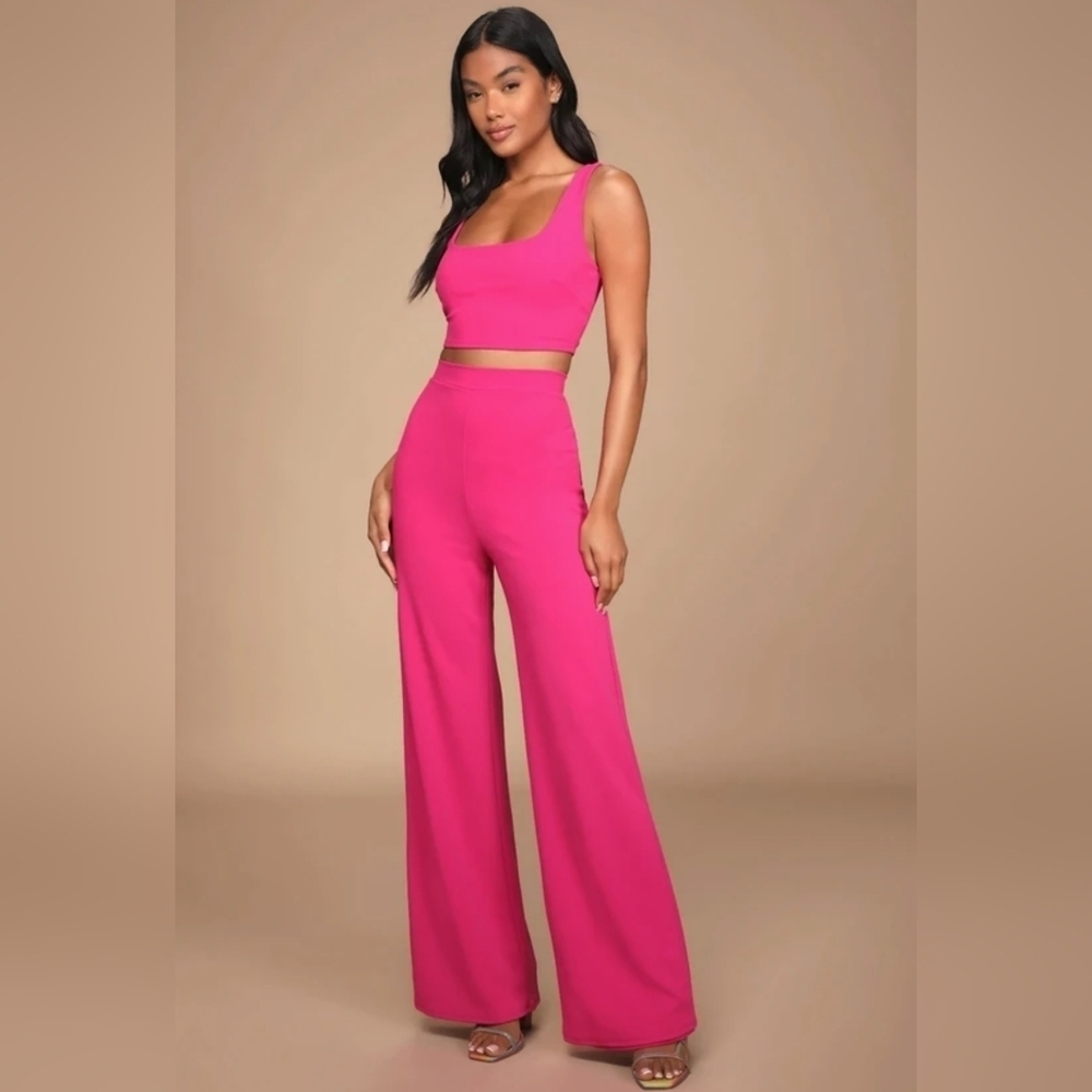 NWOT Lulus Hot Pink Wide-Leg Pants Size XL